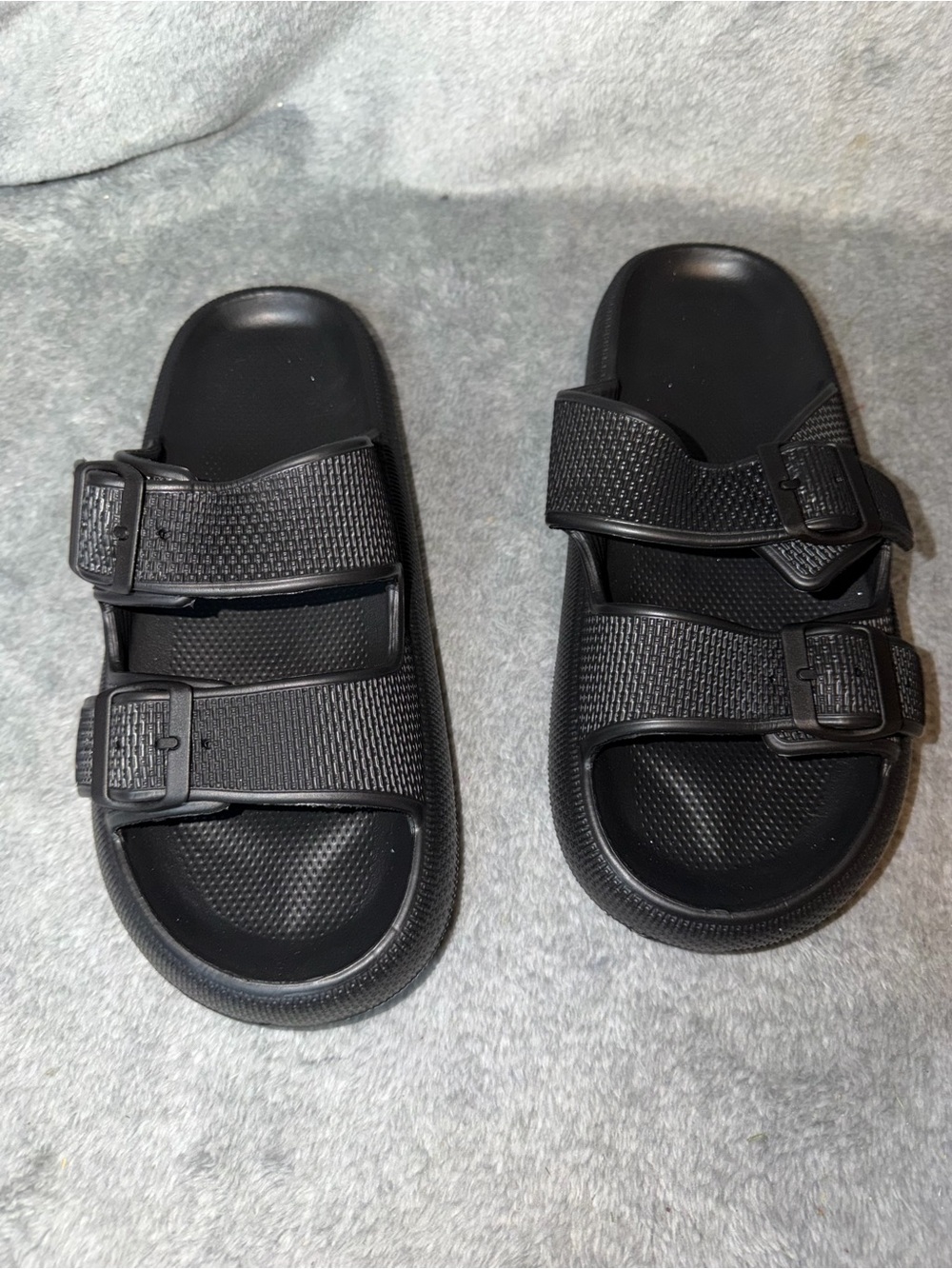 Unisex Black Double Bucket Strap Cloud Slides Size 44-45